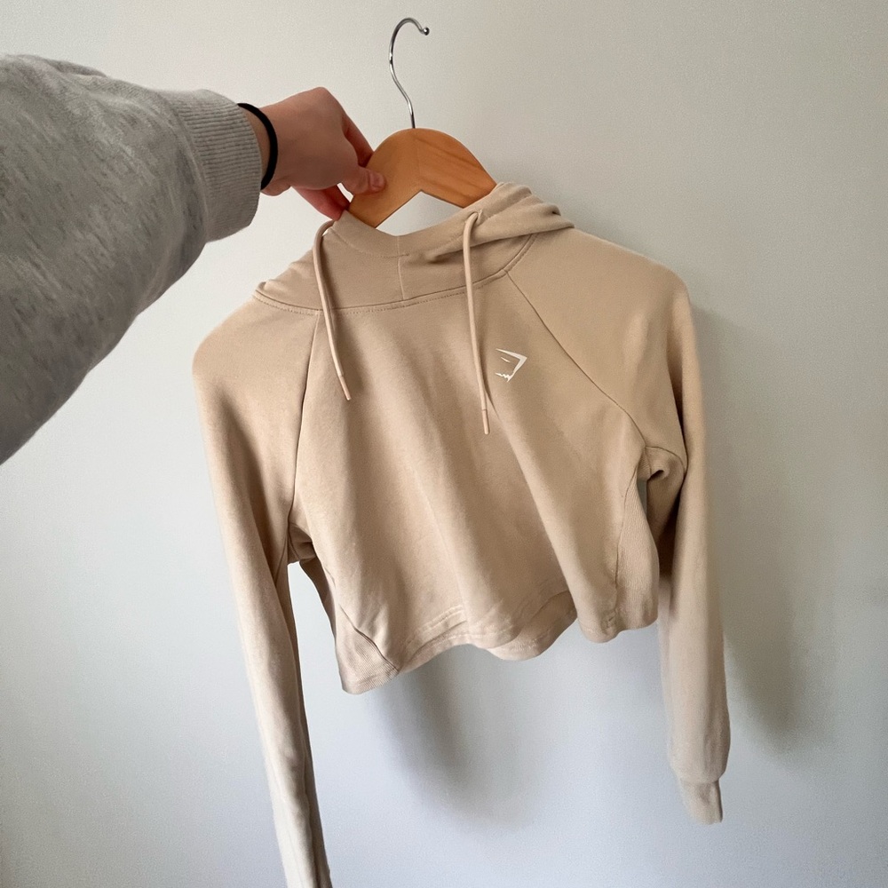 Gymshark Tan Cropped Hoodie